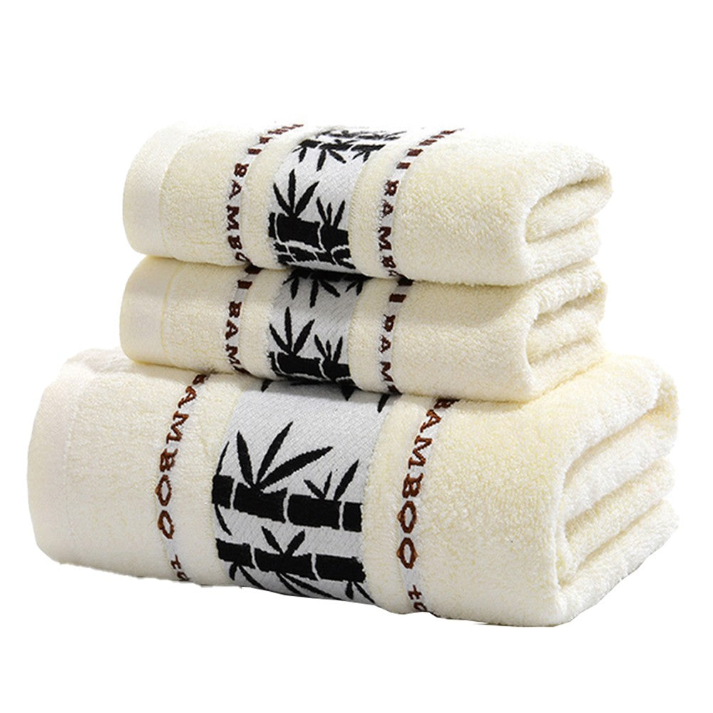 3-Piece Hand Towel and Bath Towel Set Quick Absorbent Bamboo Fiber Towel White