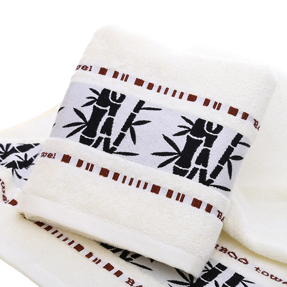 3-Piece Hand Towel and Bath Towel Set Quick Absorbent Bamboo Fiber Towel White
