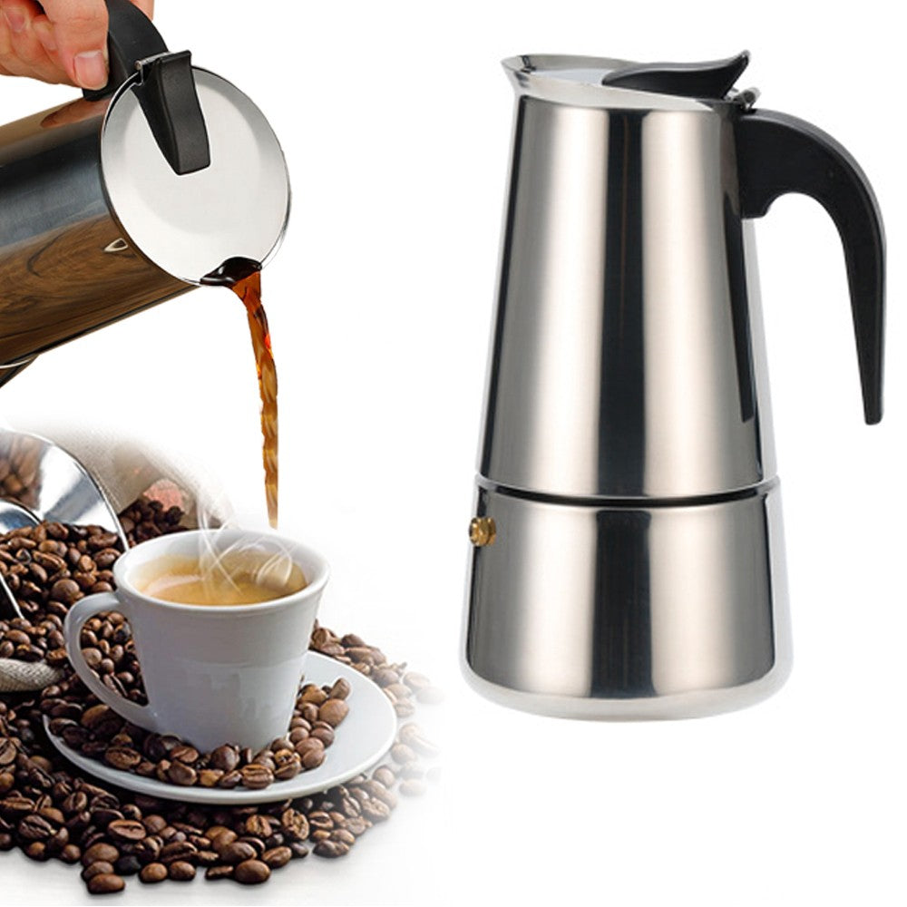 100ML Stainless Steel Coffee Maker Latte Moka Pot Suitable for Induction Cookers