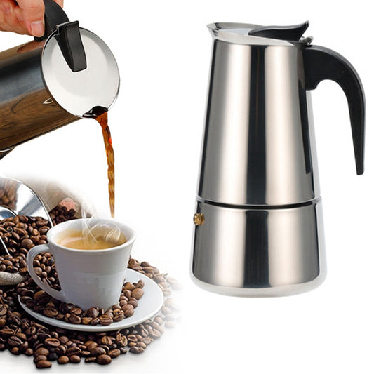 100ML Stainless Steel Coffee Maker Latte Moka Pot Suitable for Induction Cookers