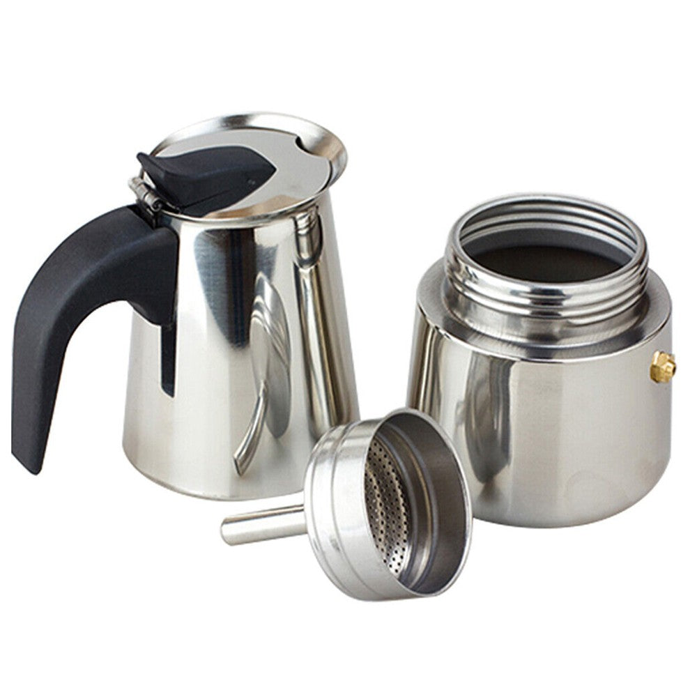 100ML Stainless Steel Coffee Maker Latte Moka Pot Suitable for Induction Cookers