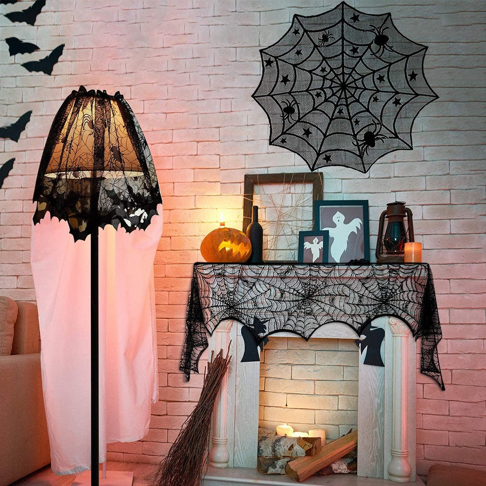 2 Sets of 20Pcs Halloween Decorations Kit Tablecloth Table Runner Decorative Bat for Halloween Party Decors