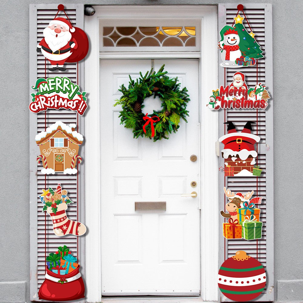 2 X Christmas Porch Hanging Sign Xmas Door Banner Wall Hanging Party Decoration