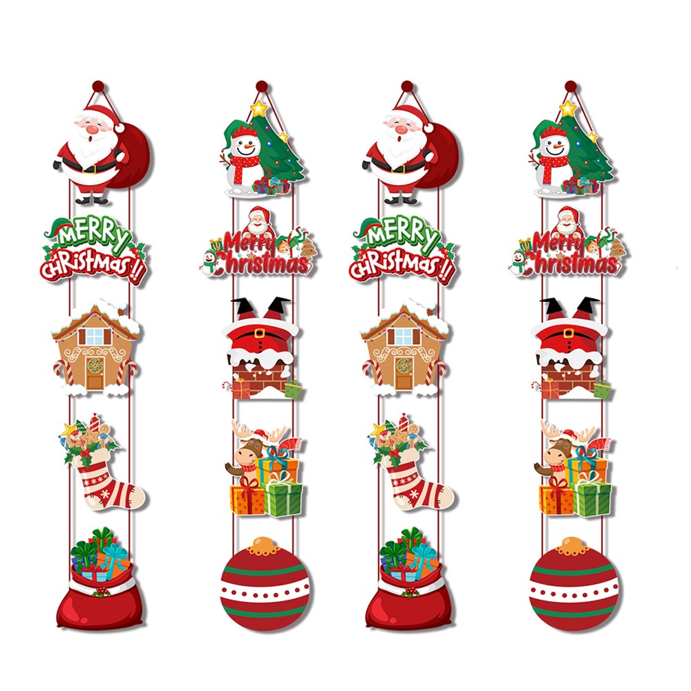 2 X Christmas Porch Hanging Sign Xmas Door Banner Wall Hanging Party Decoration