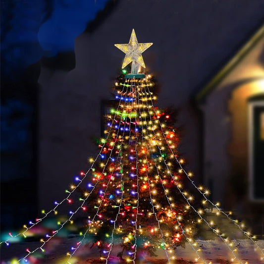 2M 200 LEDs Outdoor Cluster Christmas Tree Lights 8 Strands Fairy Light Xmas Lights Multicolor Light