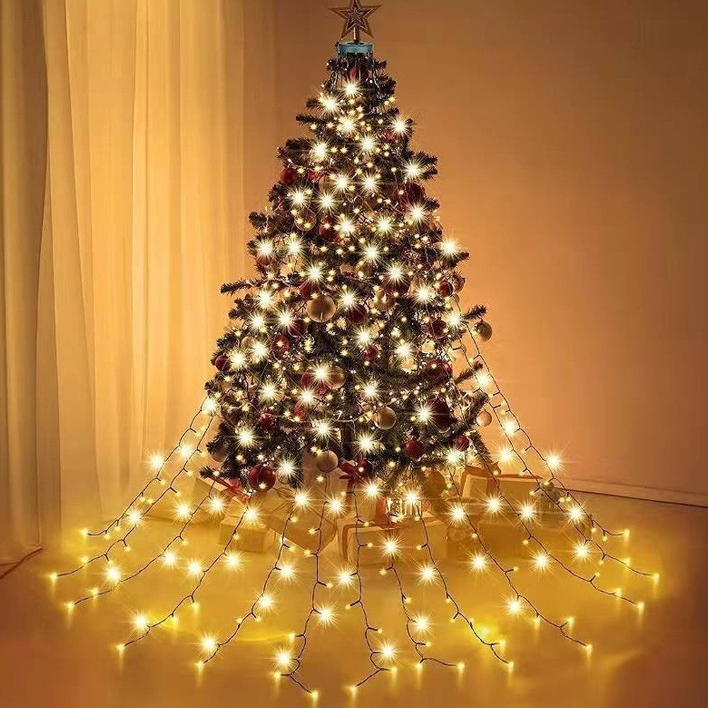 2M 200 LEDs Outdoor Cluster Christmas Tree Lights 8 Strands Fairy Light Xmas Lights Warm Light