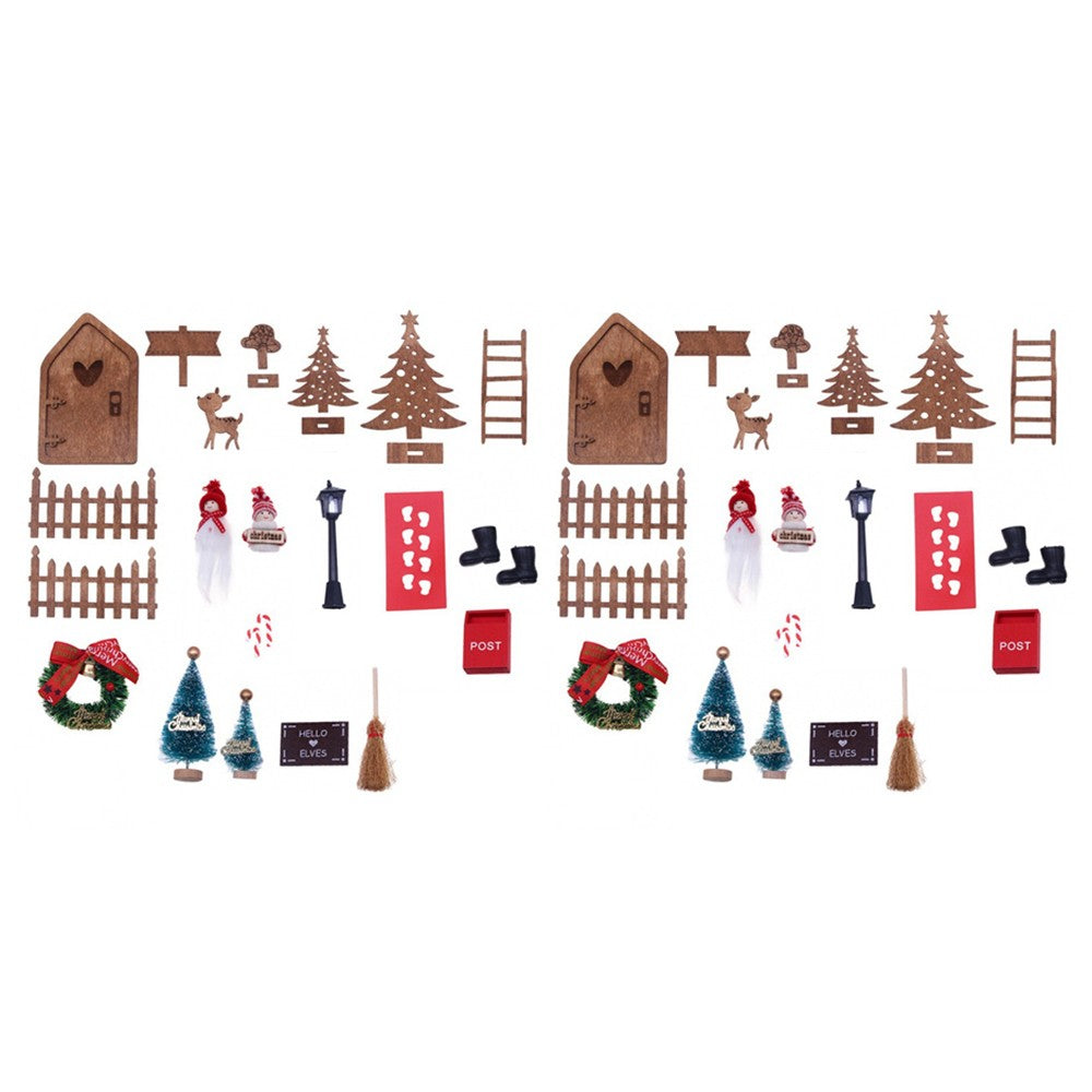 2 Sets Miniature Dollhouse Fairy House Doors Elf Door Christmas Accessories