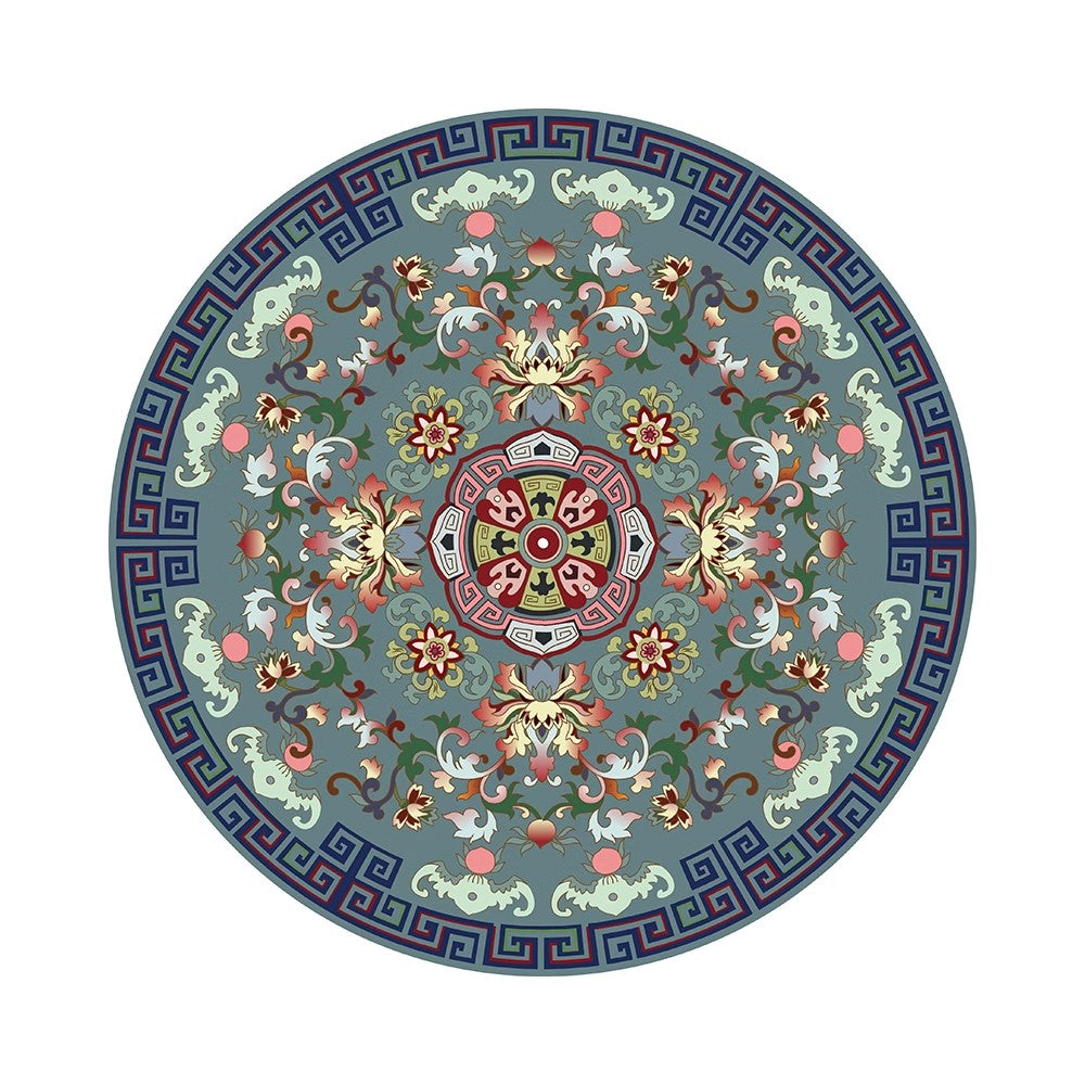 80cm Round Retro Print Floor Mat Home Room Anti-slip Carpet Home Decoration - Style 3