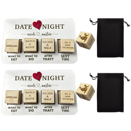 2 Sets of Date Night Dice After Dark Edition Wooden Dice Game for Couples with Storage Bag