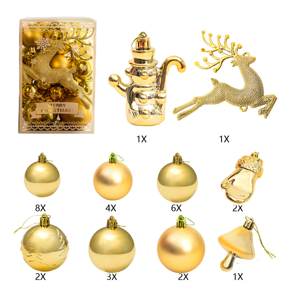 1set Christmas Tree Ornaments Set Tree for Xmas Wreath Tree Decor Gold