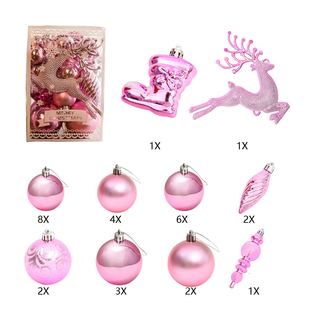 1set Christmas Tree Ornaments Set Tree for Xmas Wreath Tree Decor Pink