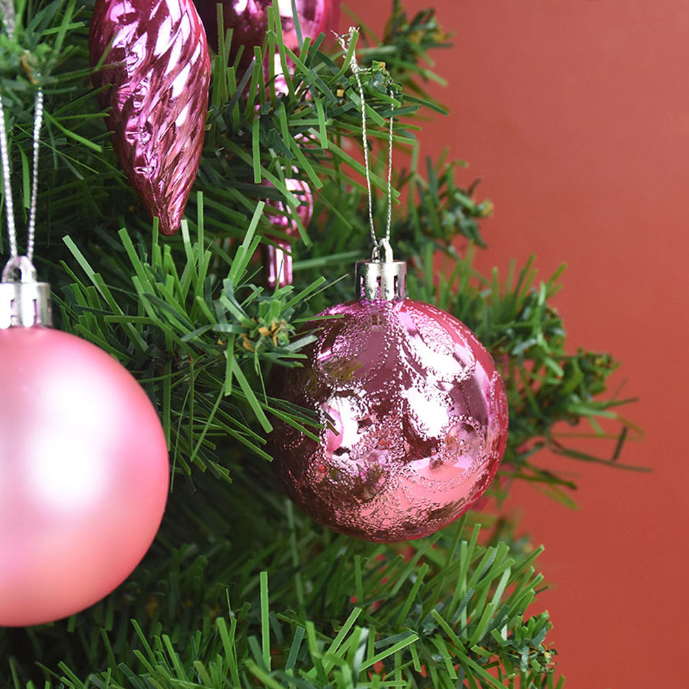 1set Christmas Tree Ornaments Set Tree for Xmas Wreath Tree Decor Pink