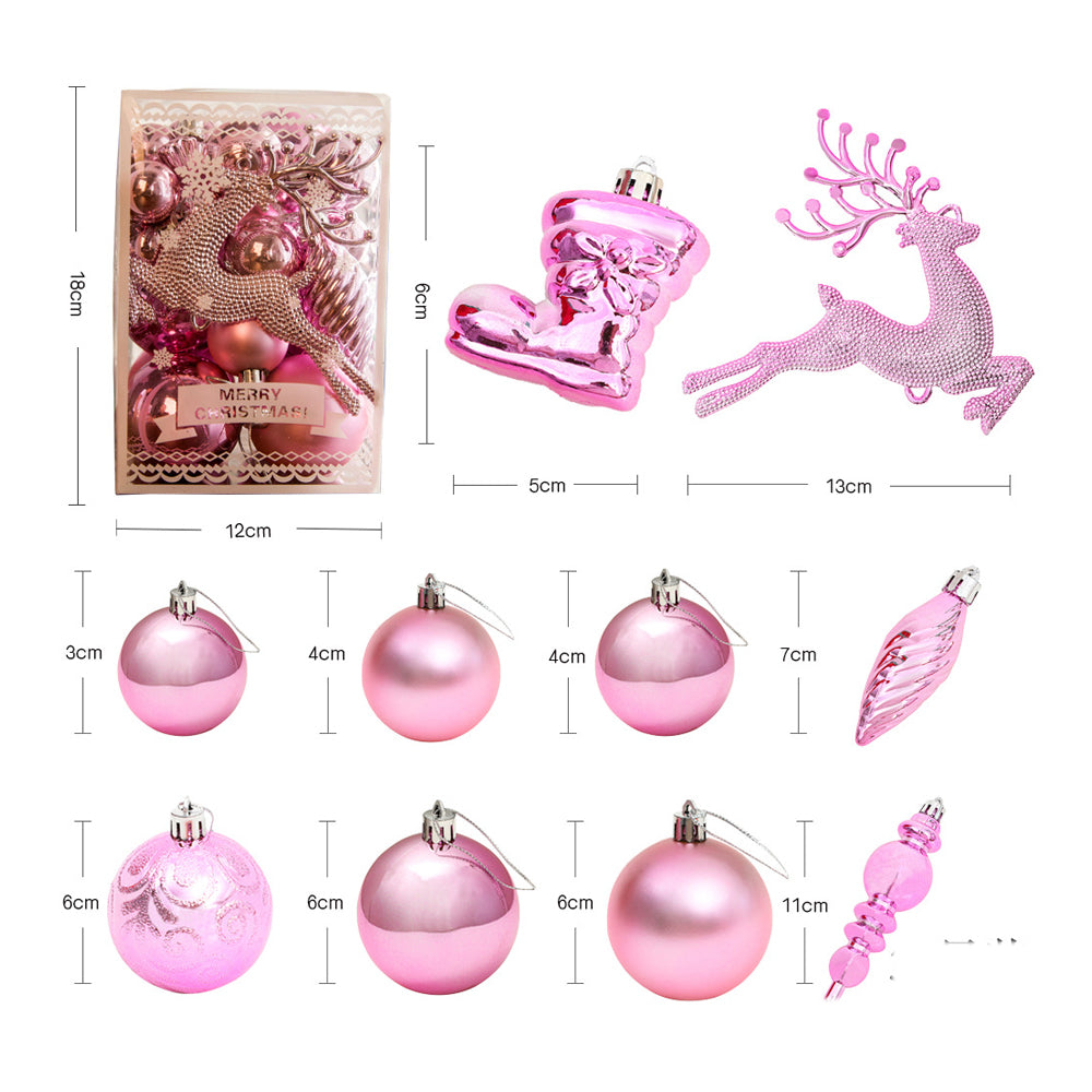 1set Christmas Tree Ornaments Set Tree for Xmas Wreath Tree Decor Pink