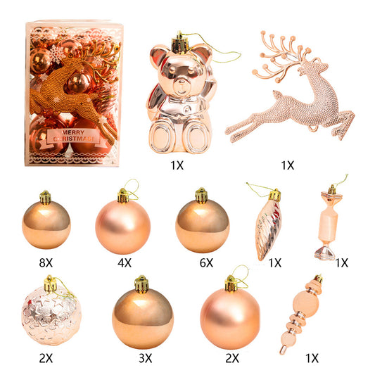 1set Christmas Tree Ornaments Set Tree for Xmas Wreath Tree Decor Rose Gold
