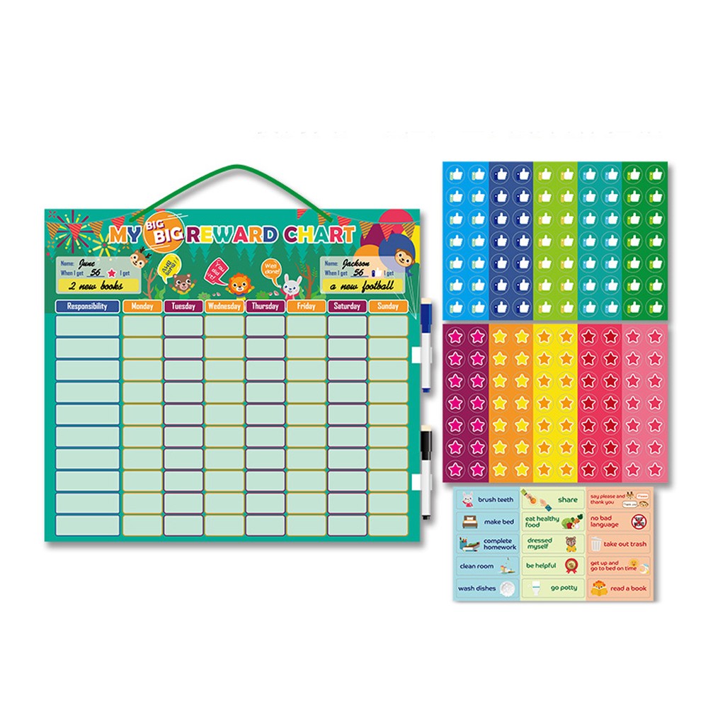 1 Set of Chore Reward Chart Responsibility Chart Daily Routine Star Reward Chart for 2 Kids