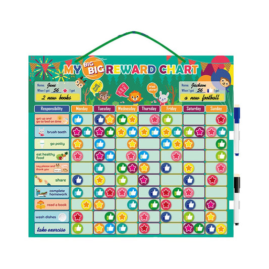 2 Sets of Chore Reward Chart Responsibility Chart Daily Routine Star Reward Chart for 2 Kids