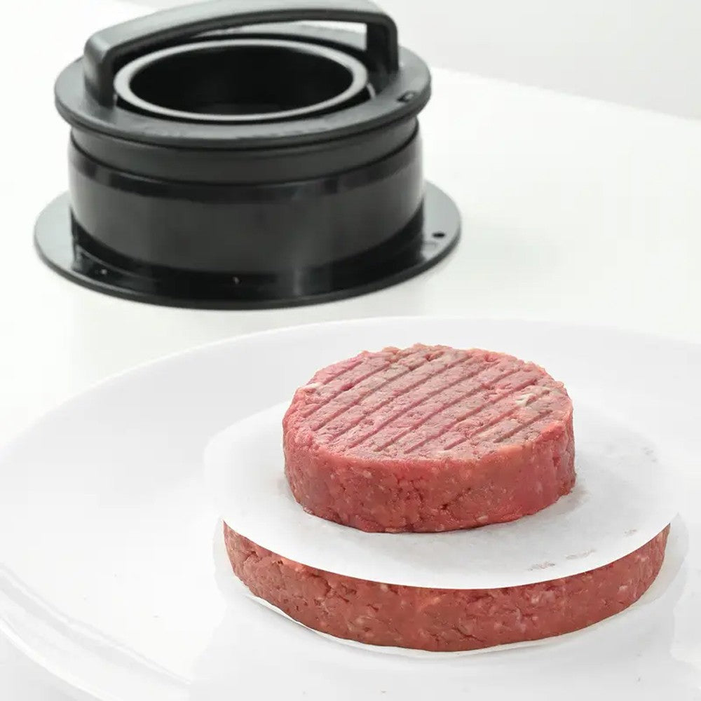 1 X 4-in-1 Burger Press Hamburger Patty Maker Mold Set with 100 Baking Paper