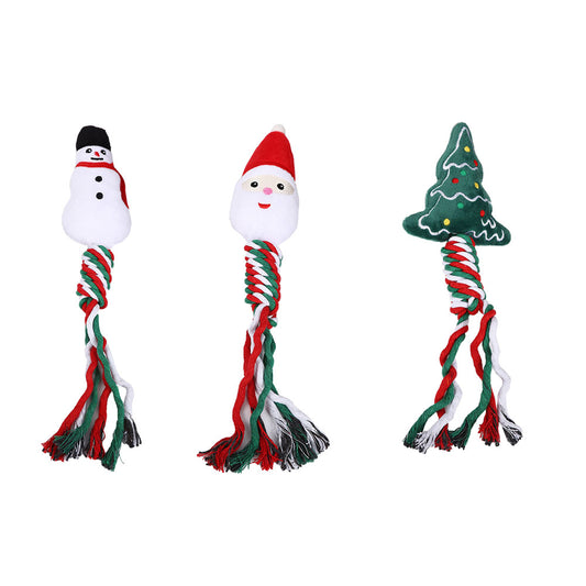 Christmas Pet Dog Chew Toys Braided Rope Pet Toys