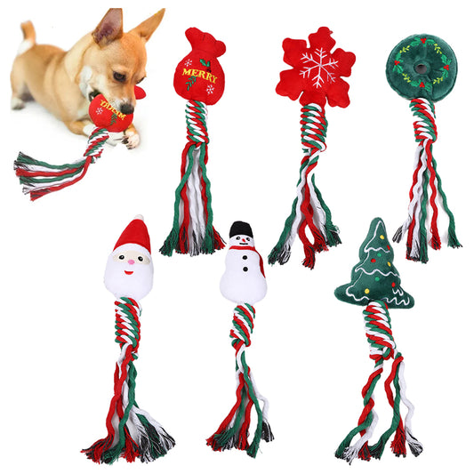 Christmas Pet Dog Chew Toys Braided Rope Pet Toys