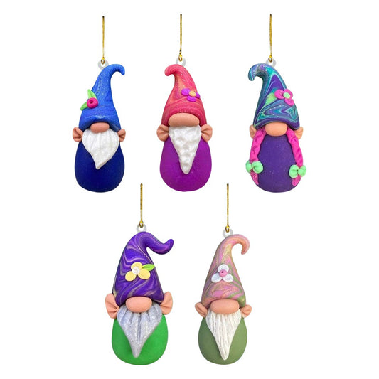 5x Christmas Tree Gnome Hanging Pendant Acrylic Xmas Ornaments Dark Color