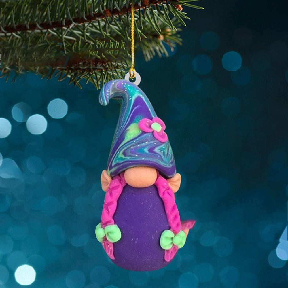 5x Christmas Tree Gnome Hanging Pendant Acrylic Xmas Ornaments Dark Color