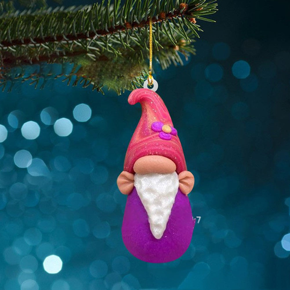 5x Christmas Tree Gnome Hanging Pendant Acrylic Xmas Ornaments Dark Color