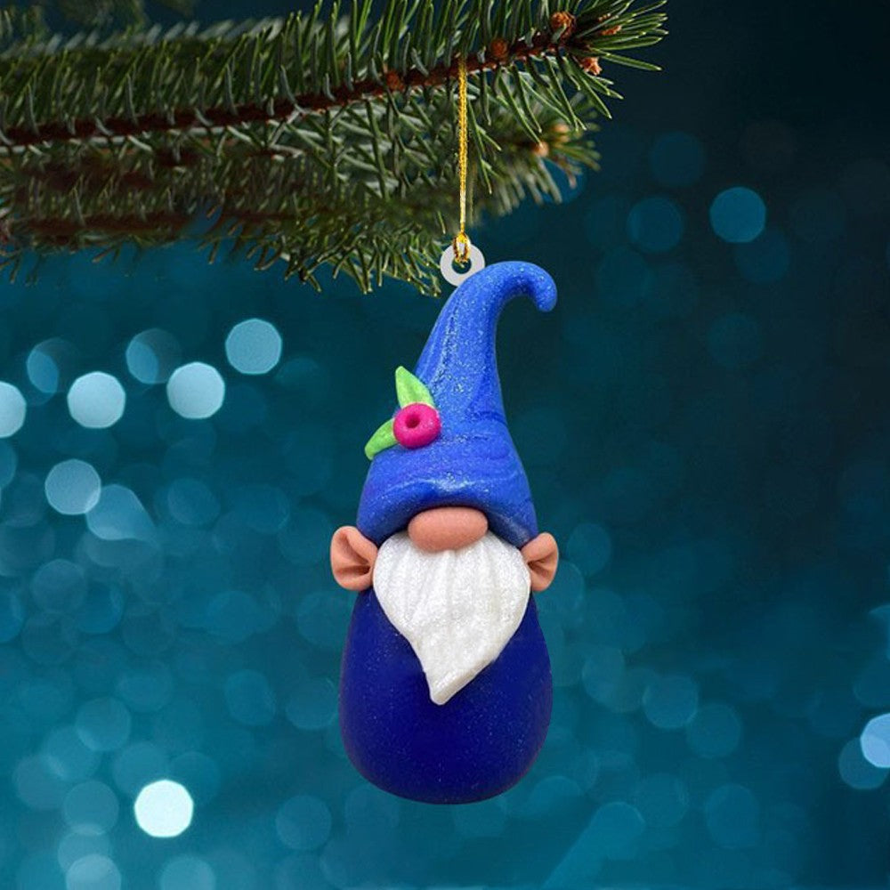 5x Christmas Tree Gnome Hanging Pendant Acrylic Xmas Ornaments Dark Color
