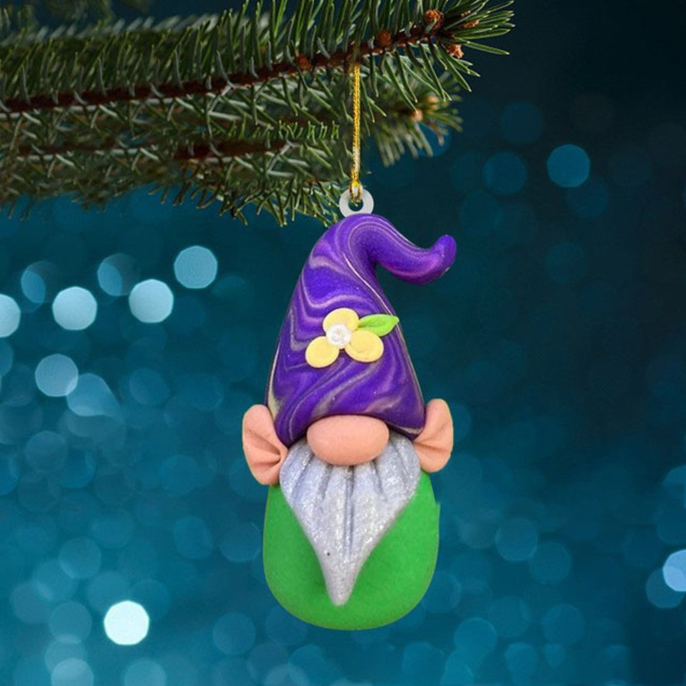 5x Christmas Tree Gnome Hanging Pendant Acrylic Xmas Ornaments Dark Color