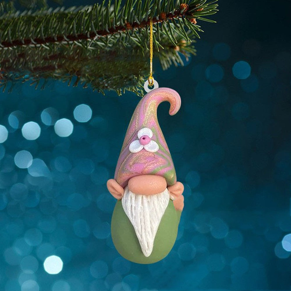 5x Christmas Tree Gnome Hanging Pendant Acrylic Xmas Ornaments Dark Color