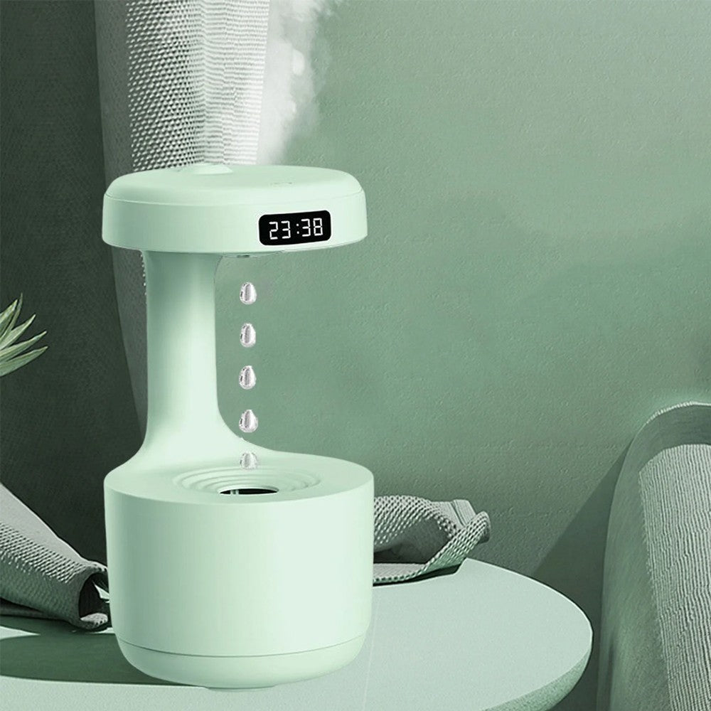 800ml USB Cool Mist Humidifier Anti-Gravity Water Droplets Air Humidifier with LED Light Green