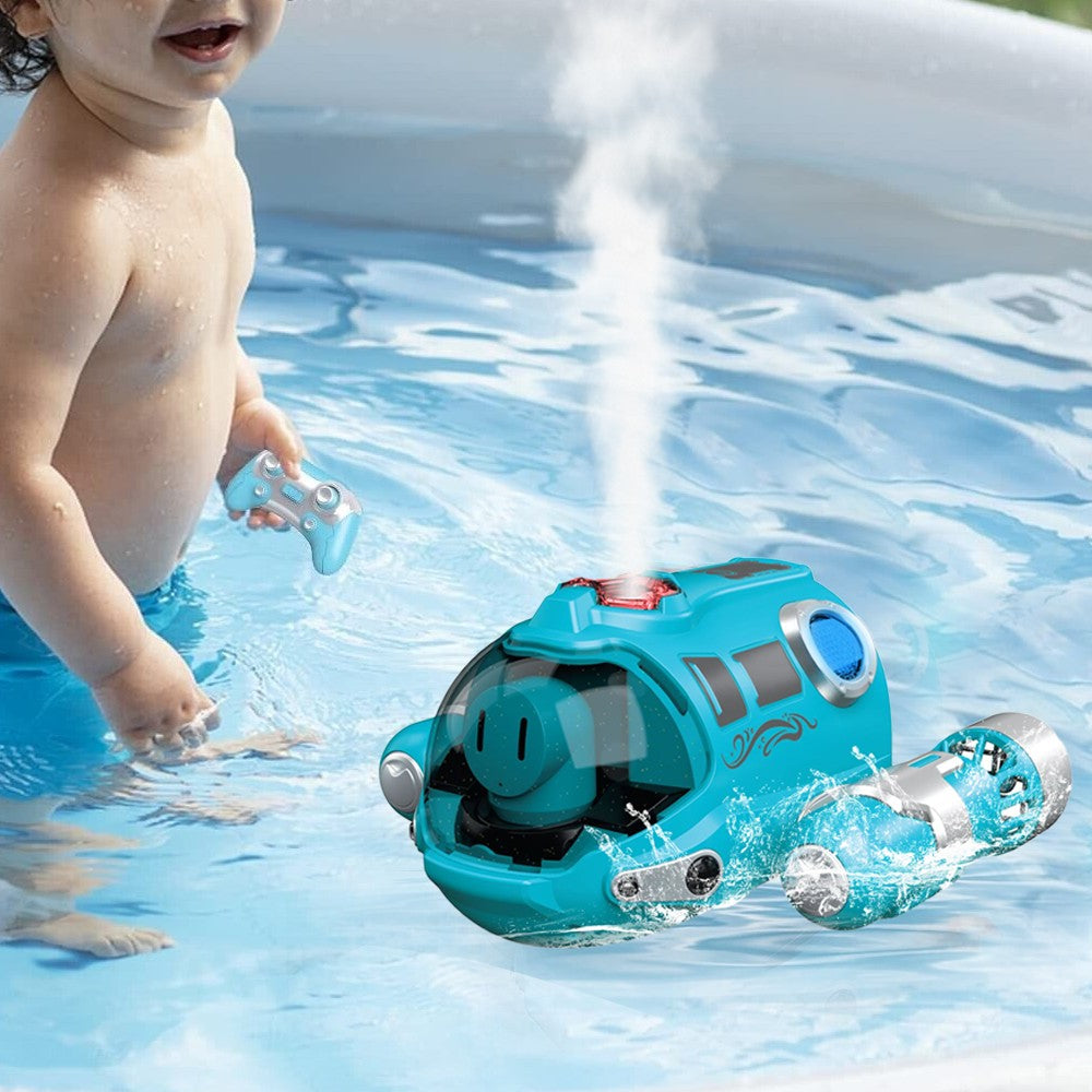 Kids 2.4GHz RC Boat Toys Remote Control Racing Boat with Lights and Spray - Blue