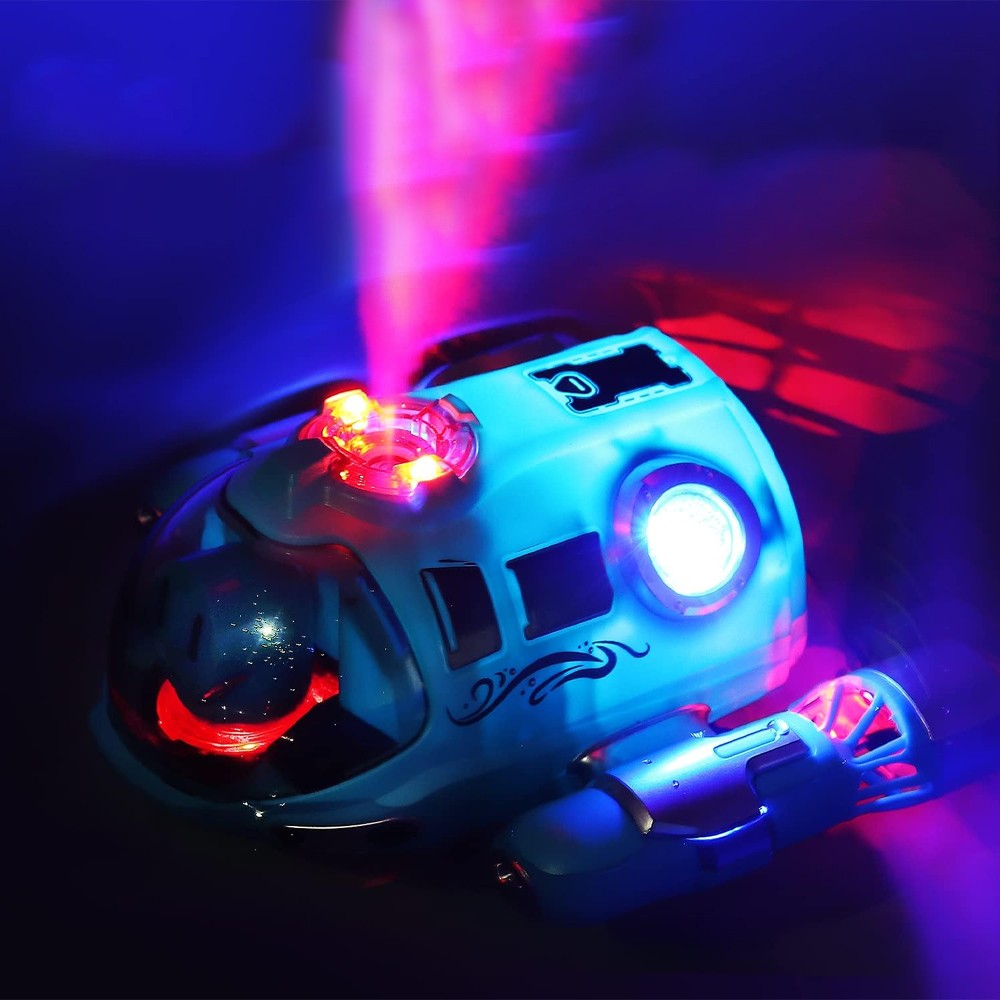 Kids 2.4GHz RC Boat Toys Remote Control Racing Boat with Lights and Spray - Blue