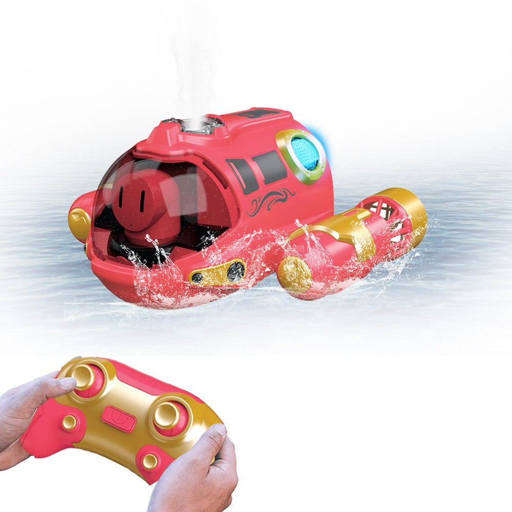 Kids 2.4GHz RC Boat Toys Remote Control Racing Boat with Lights and Spray - Pink