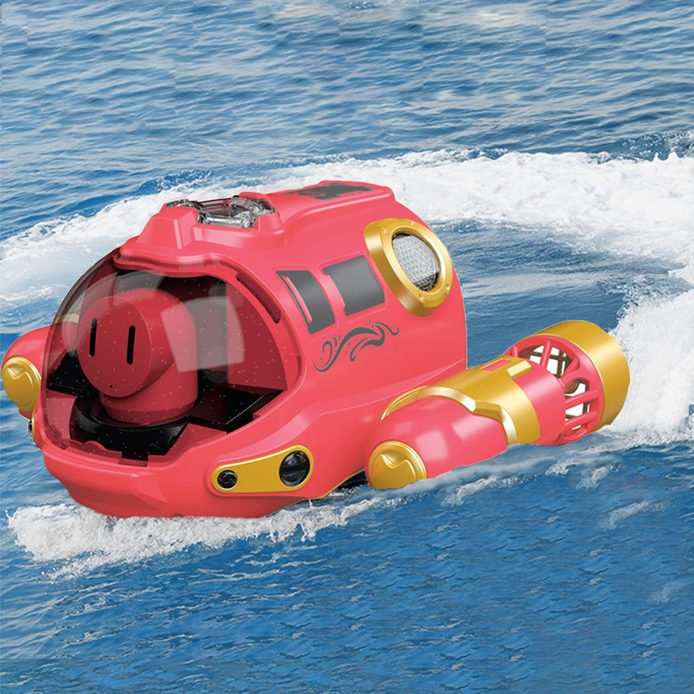 Kids 2.4GHz RC Boat Toys Remote Control Racing Boat with Lights and Spray - Pink