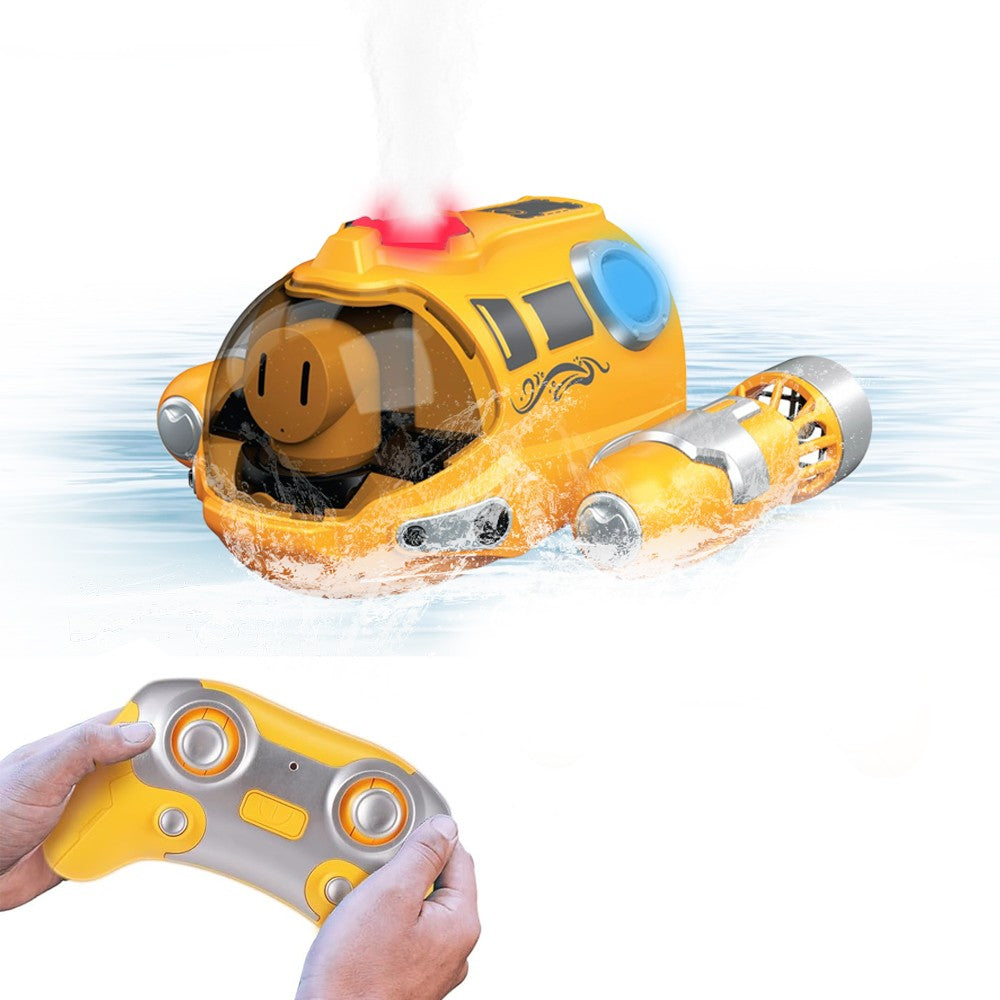 Kids 2.4GHz RC Boat Toys Remote Control Racing Boat with Lights and Spray - Yellow