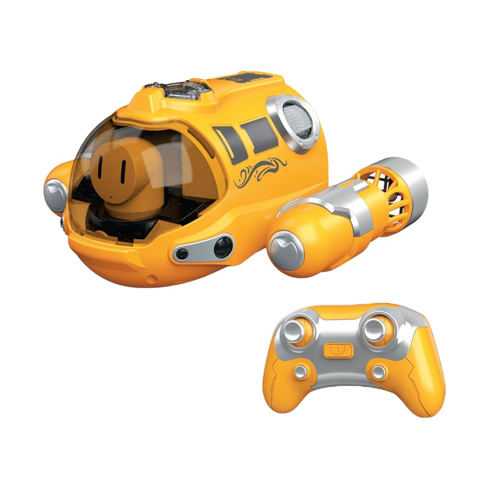 Kids 2.4GHz RC Boat Toys Remote Control Racing Boat with Lights and Spray - Yellow