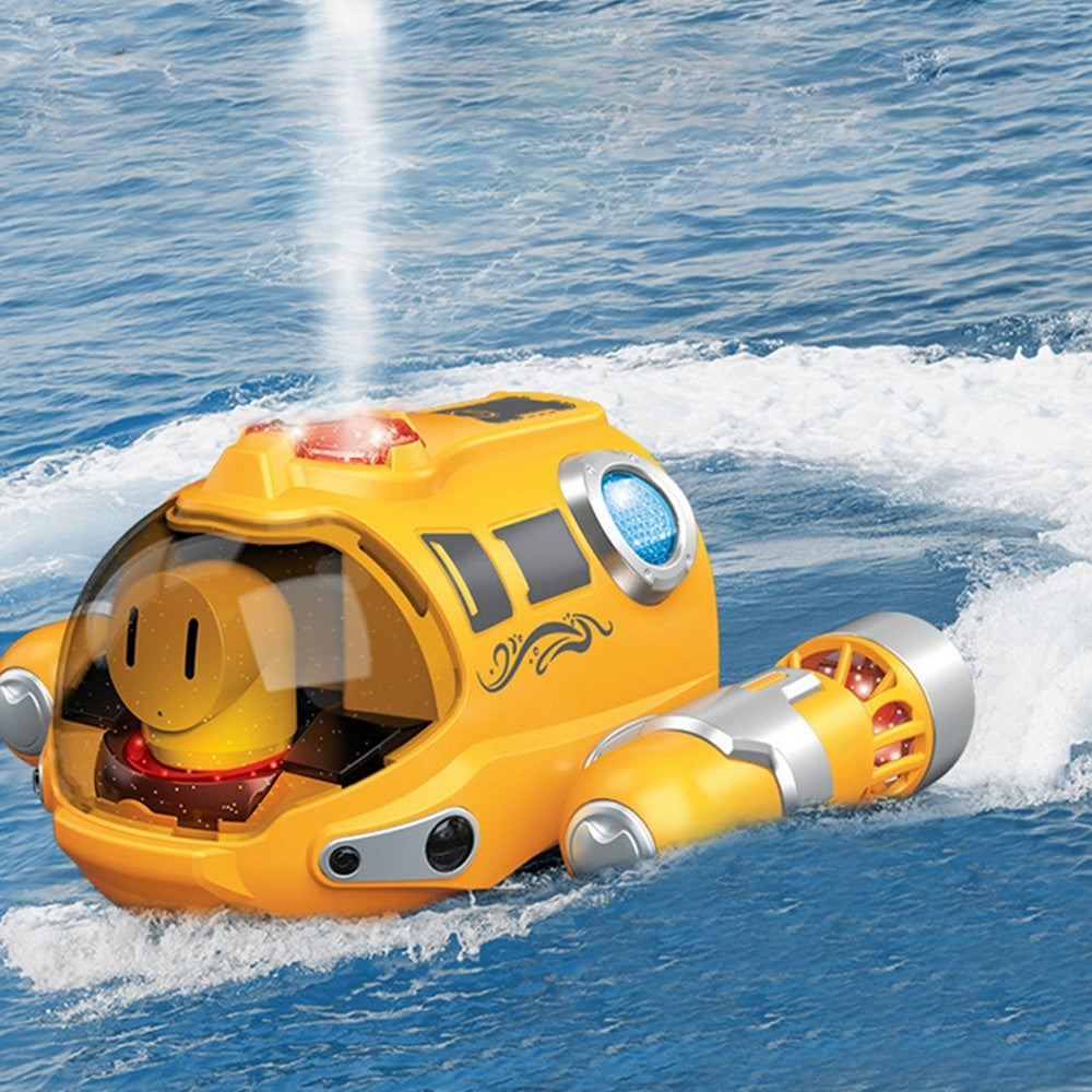 Kids 2.4GHz RC Boat Toys Remote Control Racing Boat with Lights and Spray - Yellow