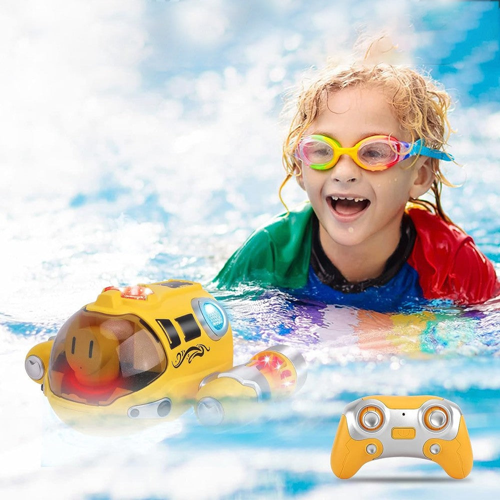 Kids 2.4GHz RC Boat Toys Remote Control Racing Boat with Lights and Spray - Yellow