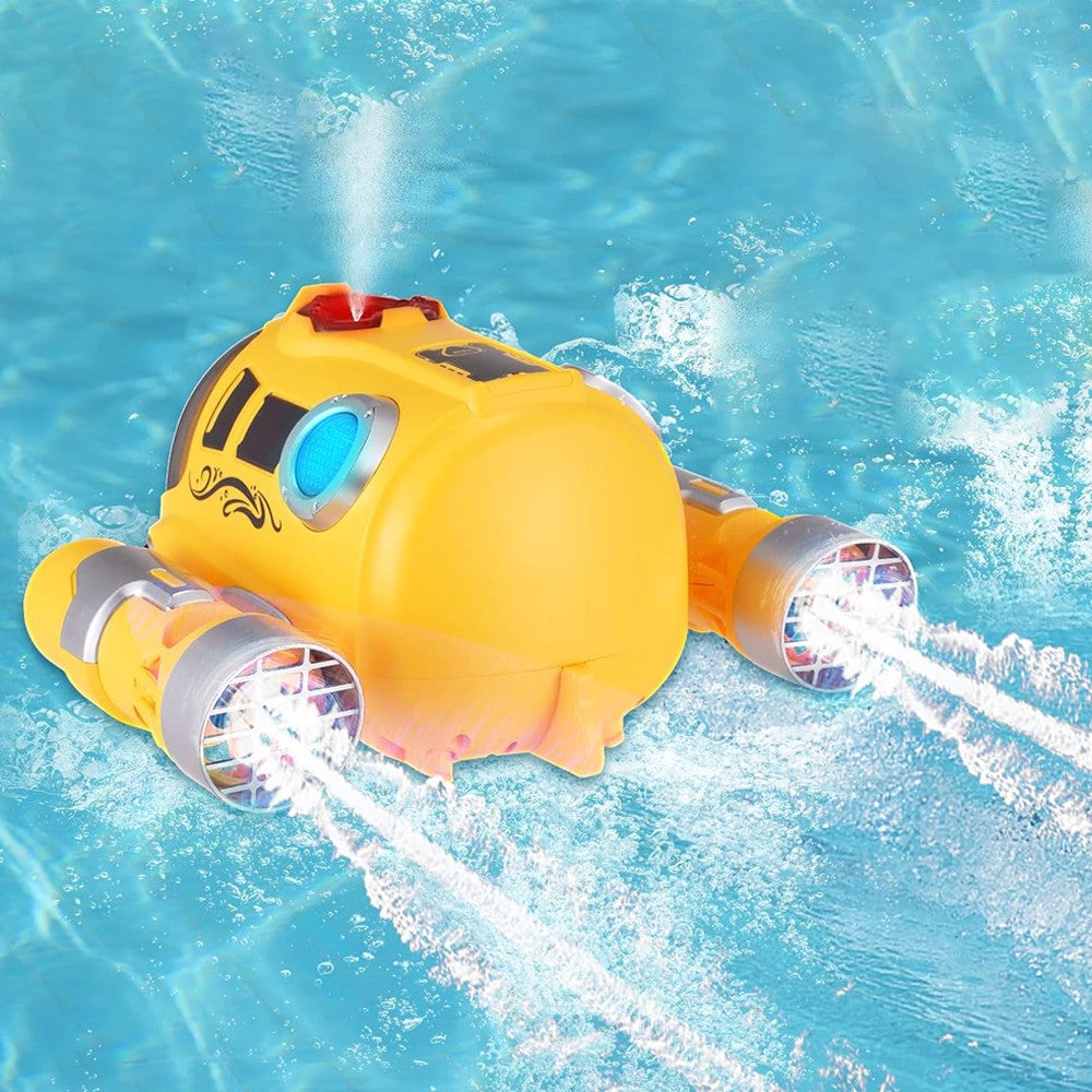 Kids 2.4GHz RC Boat Toys Remote Control Racing Boat with Lights and Spray - Yellow