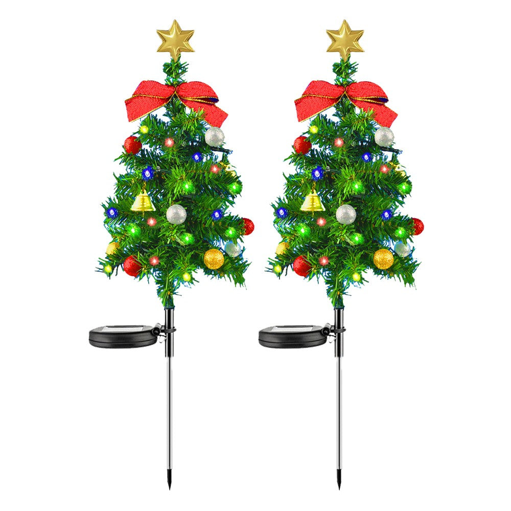 2Pcs Solar Christmas Tree Lights Outdoor Yard Walkway Decor Light Multicolor Light