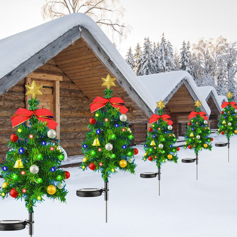 2Pcs Solar Christmas Tree Lights Outdoor Yard Walkway Decor Light Multicolor Light