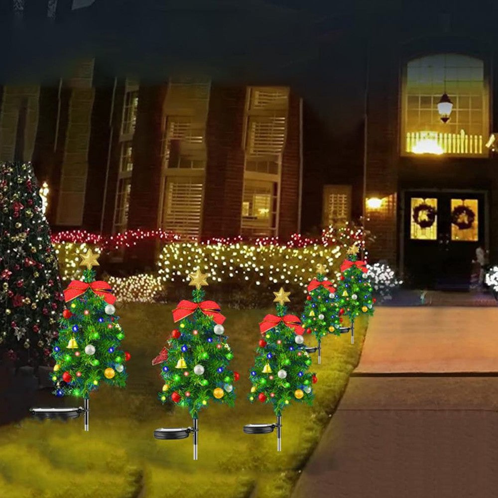 2Pcs Solar Christmas Tree Lights Outdoor Yard Walkway Decor Light Multicolor Light