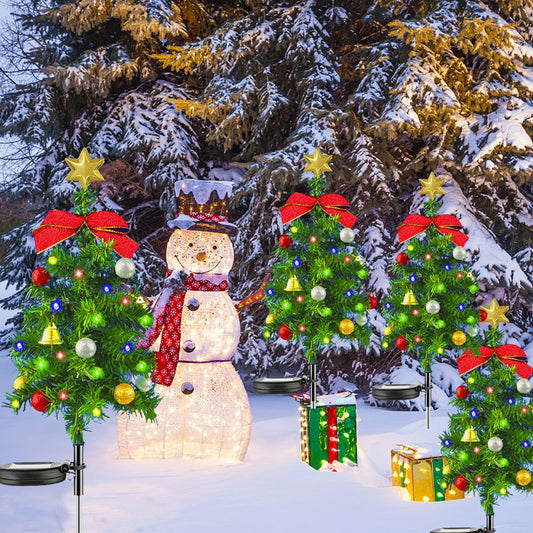 4Pcs Solar Christmas Tree Lights Outdoor Yard Walkway Decor Light Multicolor Light