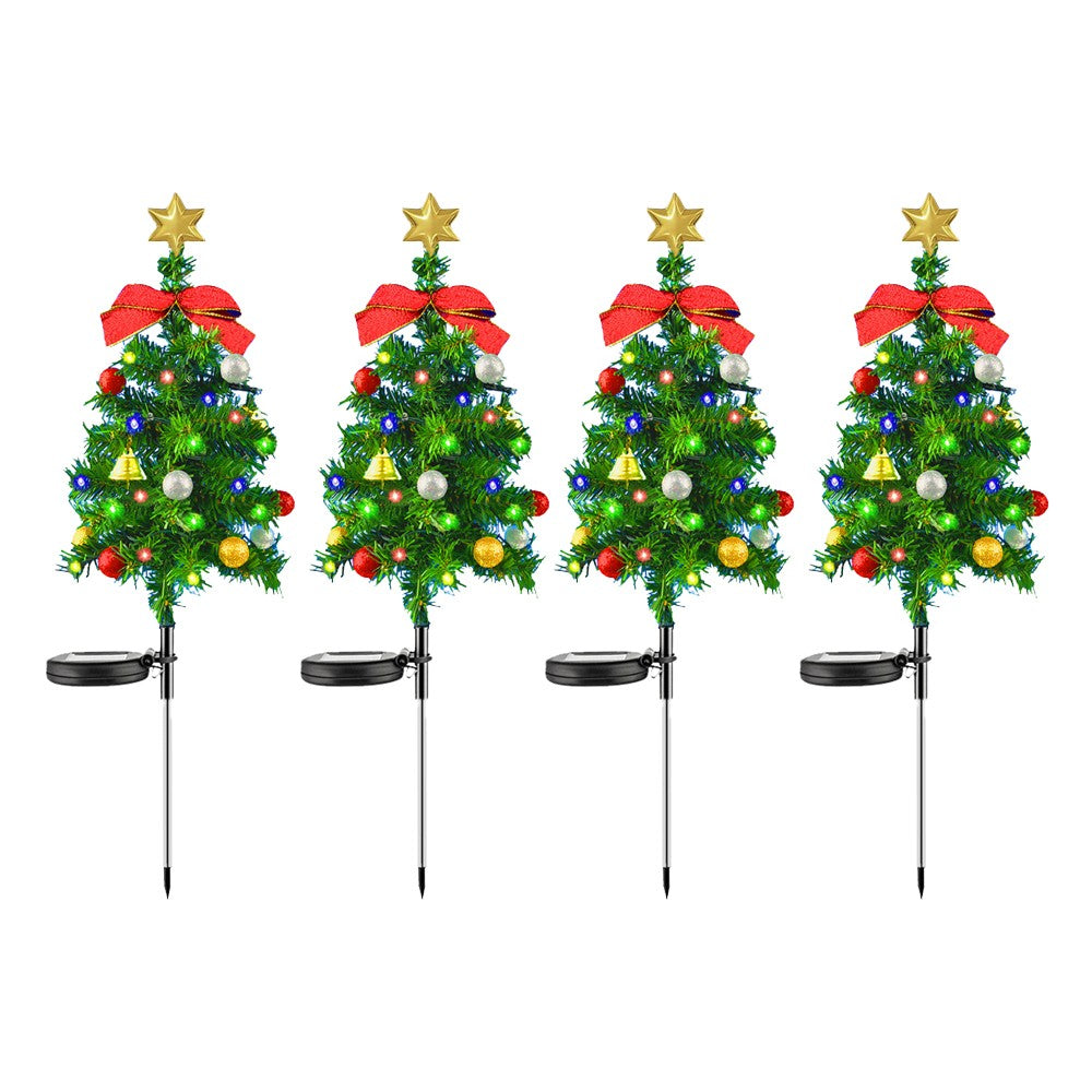 4Pcs Solar Christmas Tree Lights Outdoor Yard Walkway Decor Light Multicolor Light