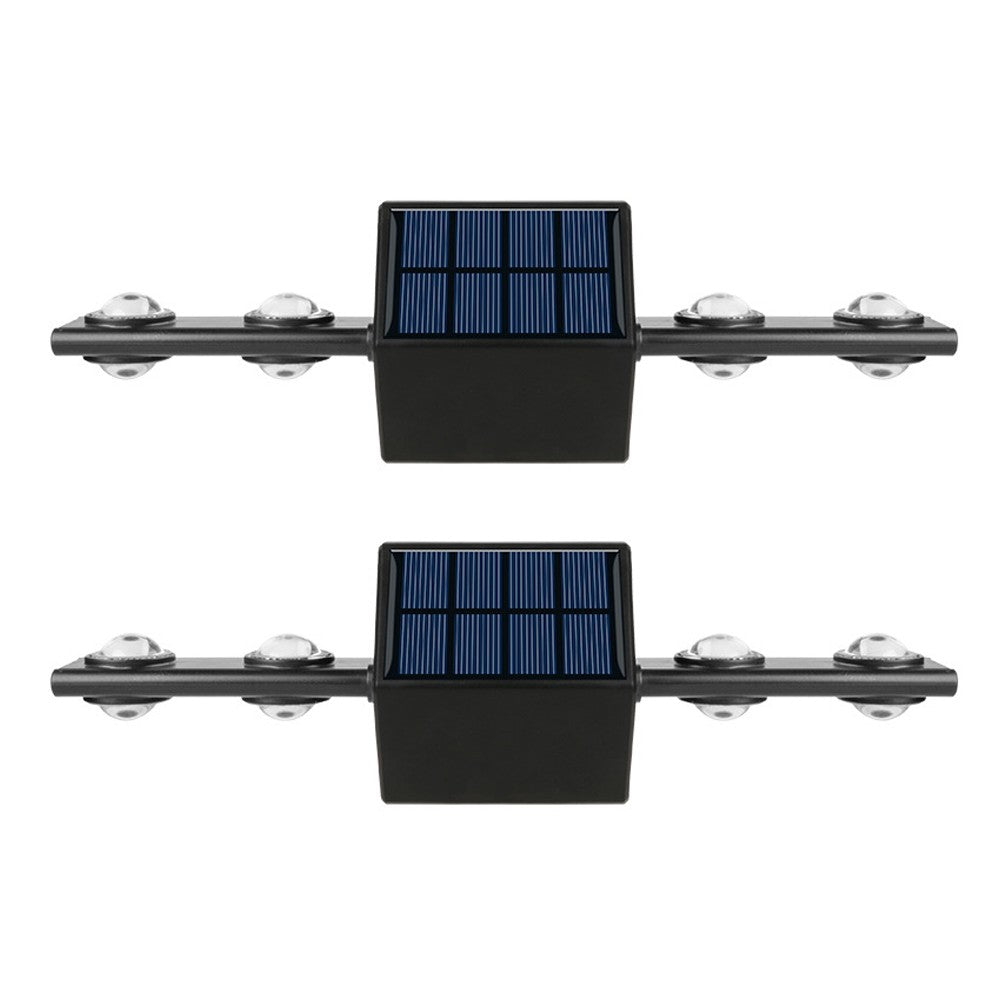 2Pcs Solar Wall Lights Up and Down Light Garden Fence Light Outdoor Decor Light - White Light