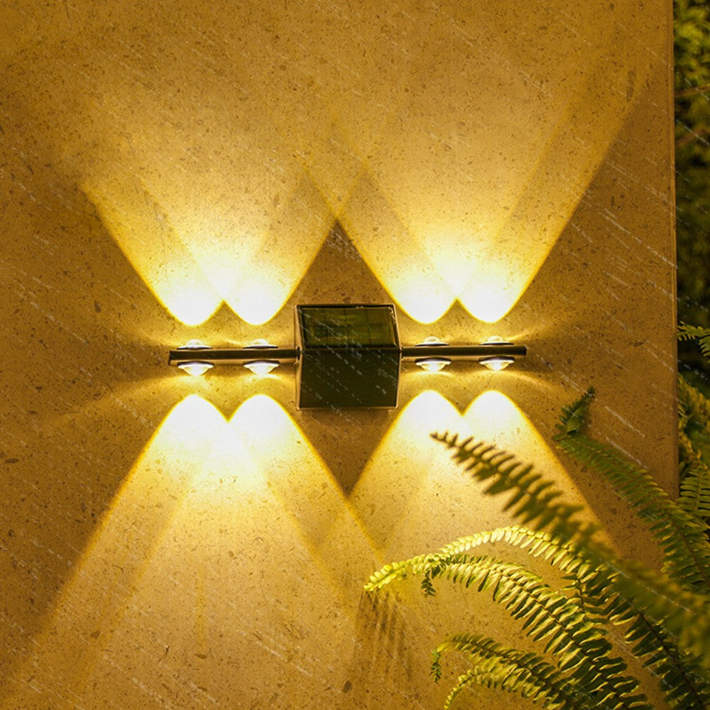 4Pcs Solar Wall Lights Up and Down Light Garden Fence Light Outdoor Decor Light - Warm Light