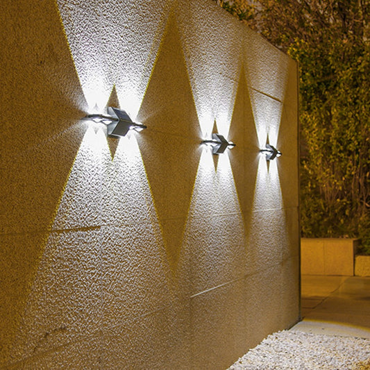 4Pcs Solar Wall Lights Up and Down Light Garden Fence Light Outdoor Decor Light - White Light