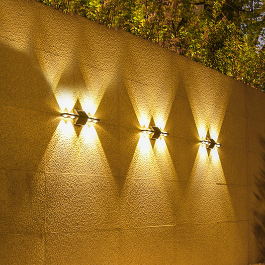 4Pcs Solar Wall Lights Up and Down Light Garden Fence Light Outdoor Decor Light - Warm Light