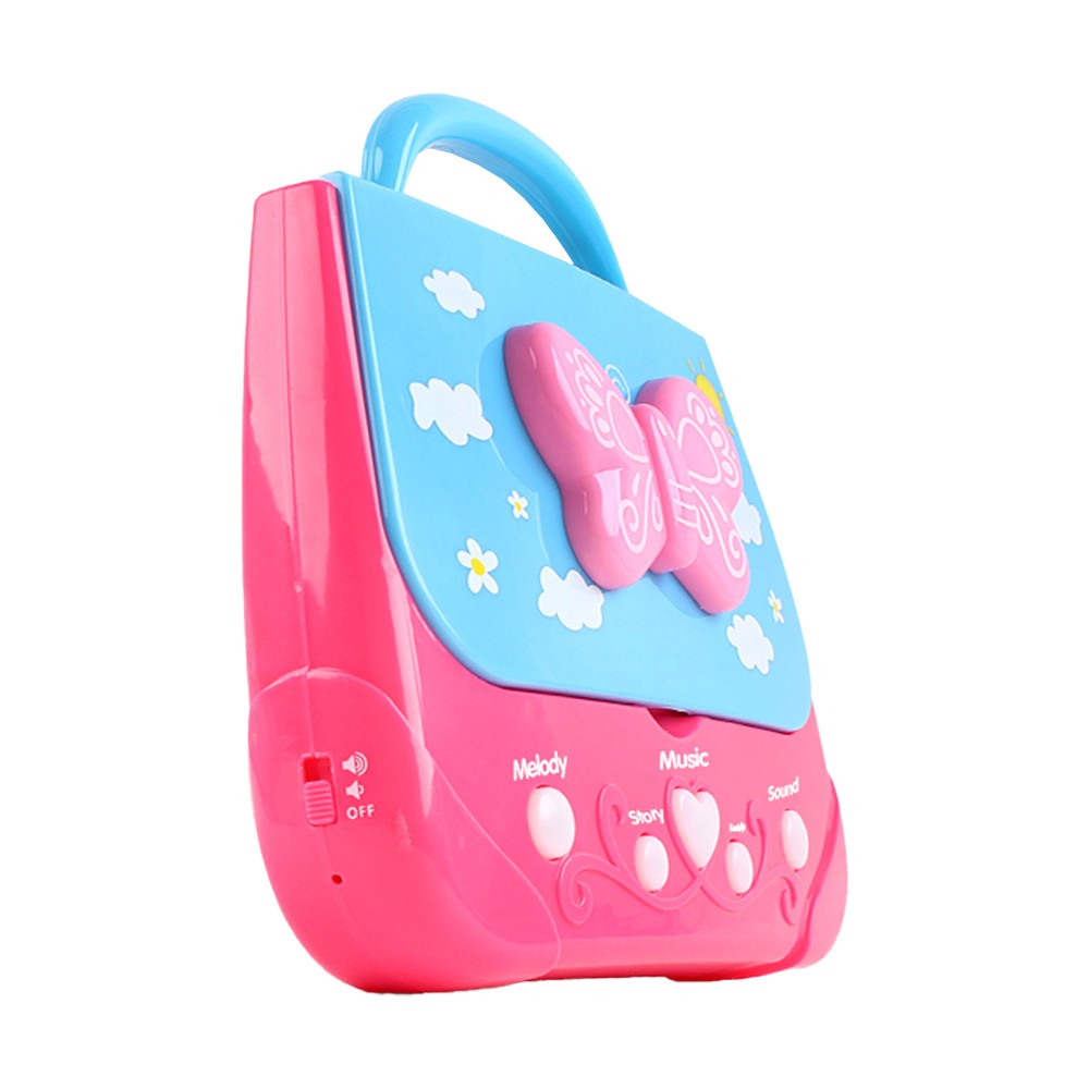 Portable Kids Karaoke Machine Battery Powered Music Player Toy Bag with Microphone Blue