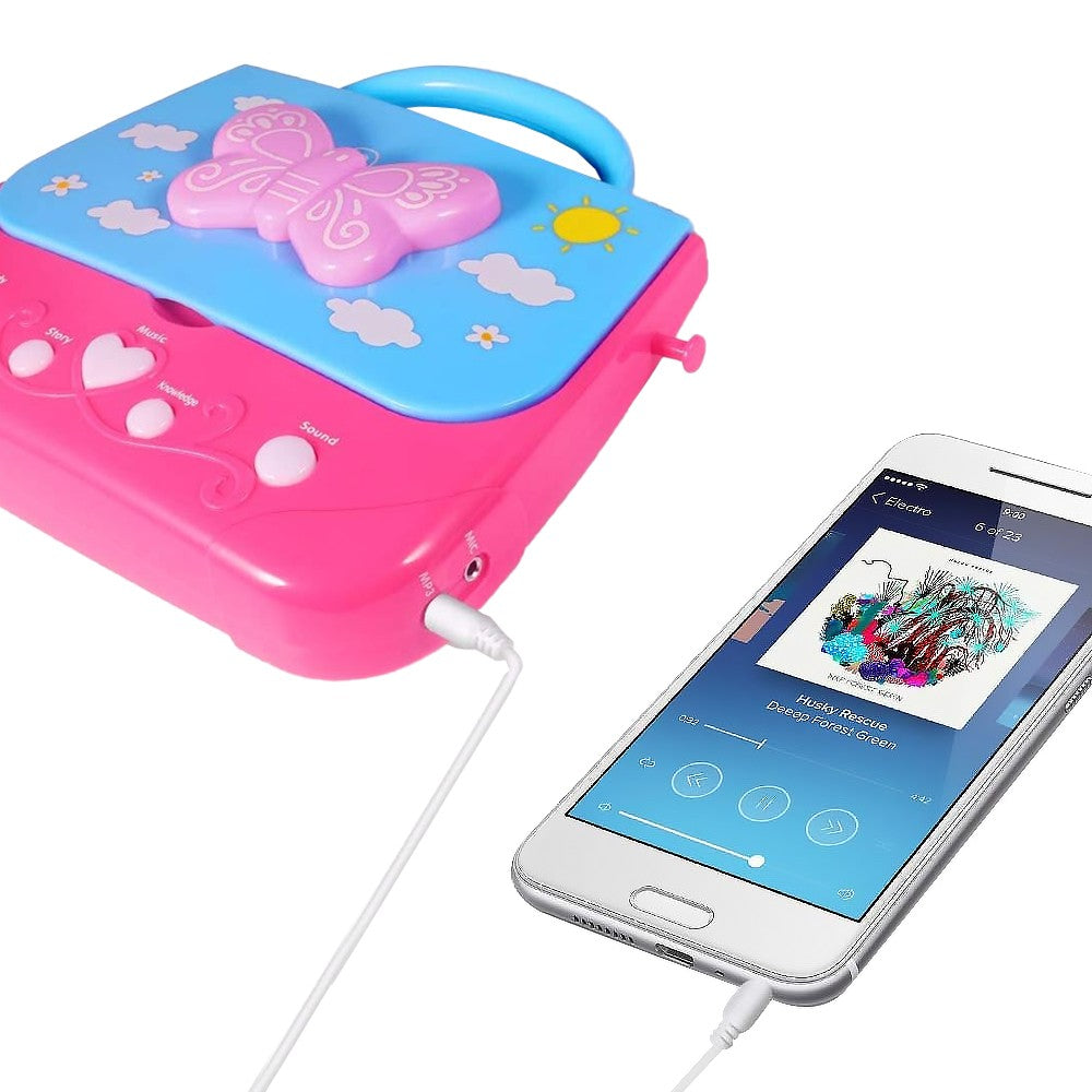 Portable Kids Karaoke Machine Battery Powered Music Player Toy Bag with Microphone Blue